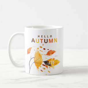 Mug Chute en amour Bonjour Automne Aquarelle Feuilles