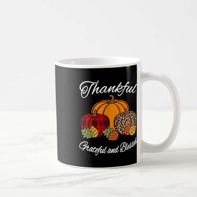 Mug Chute Plaid Leopard Citrouille Automne Thanksgivin (Droite)