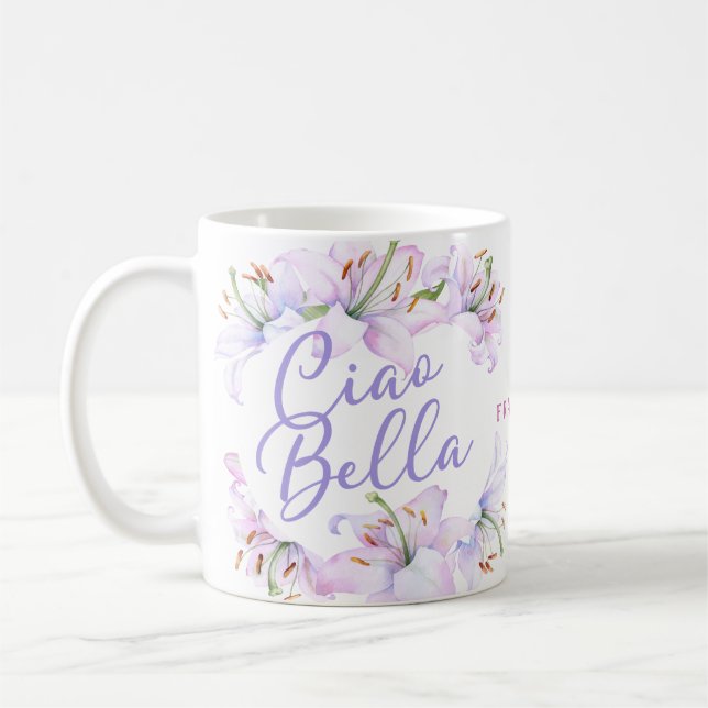 Mug Ciao Bella Lillies personnalisées (Gauche)
