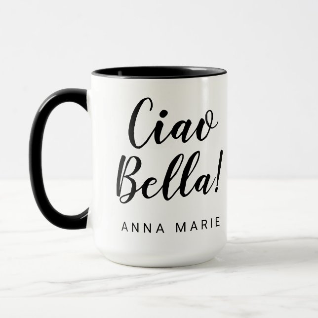Mug Ciao Bella Script noir Musique italienne (Gauche)