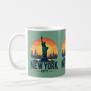 Mug Ciel de New York rétro avec la Statue de la Libert