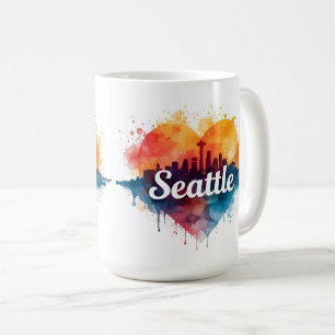 Mug Ciel de Seattle à l'aquarelle