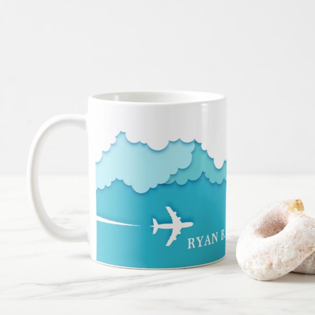 Mug Ciels conviviaux | Nom personnalisé de l'industrie (Avec donut)