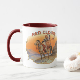 Mug Cigar vintage Art Étiquette, Red Cloud Indian en c