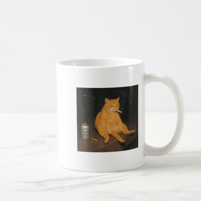 Mug Cigarette Kitten Gen Z Plaisanter Fumer Mème Chat  (Droite)