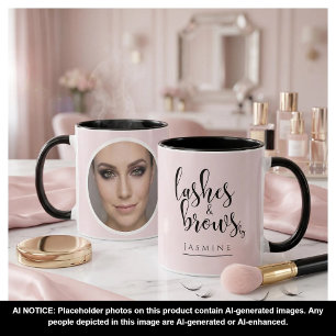 Mug Cils et Sourcils Photo Rose Pâle Élégant Café