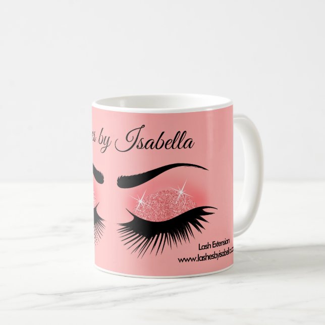 Mug Cils - rose de corail (Devant droit)