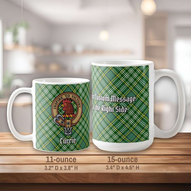 Mug Cimier de coq Clan Currie sur Tartan (Créateur téléchargé)