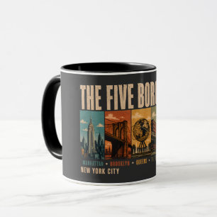 Mug Cinq arrondissements New York City NYC Illustratio