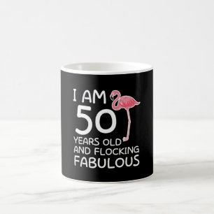 Mug Cinquantième flocage d'anniversaire de Flamant