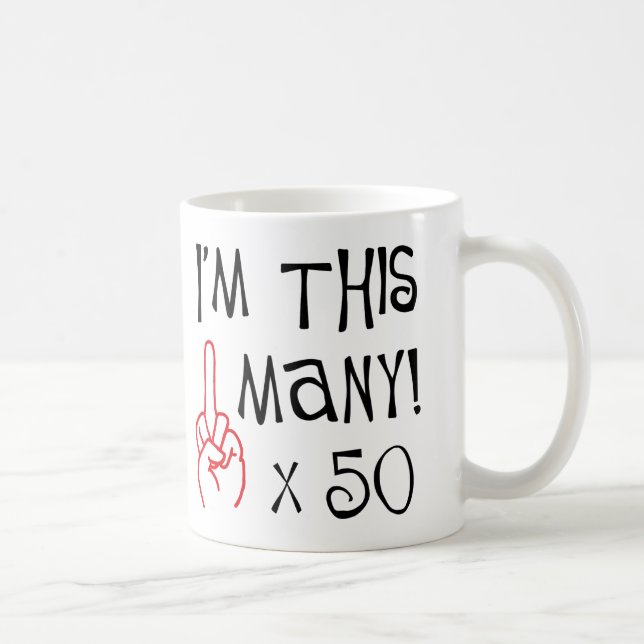 Mug cinquantième salut de doigt moyen d'anniversaire (Droite)