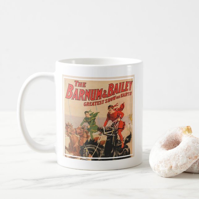 Mug Cirque Avec Des Hommes À Cheval. (Avec donut)
