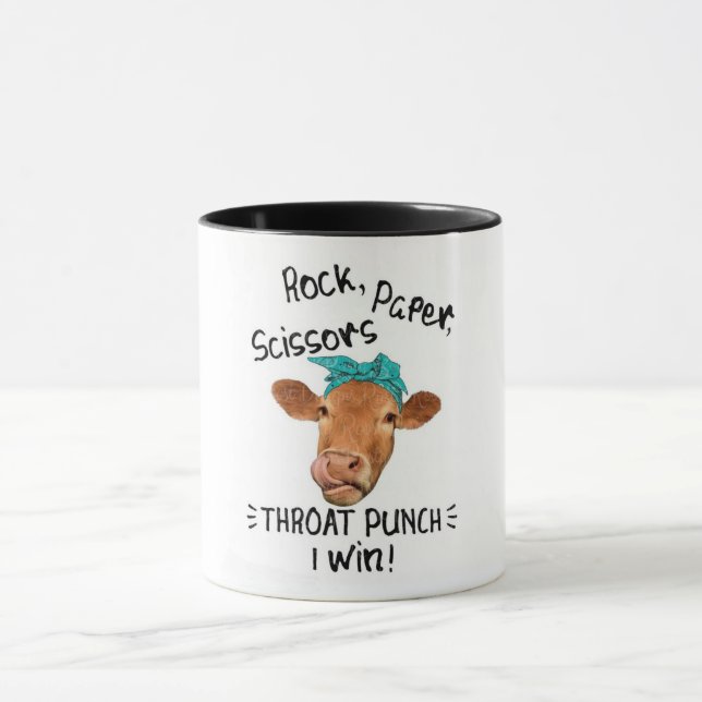 Mug Ciseaux de papier rock amusant perforé/vache (Centre)