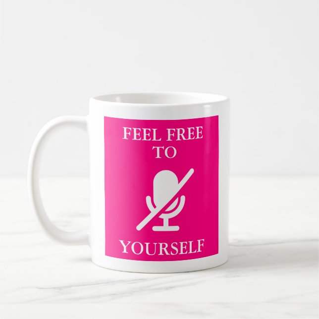 Mug Citation amusante de "Mute Yourself" en rose (Gauche)
