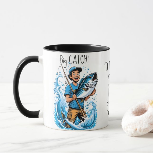Mug Citation amusante du poisson pêché (Avec donut)