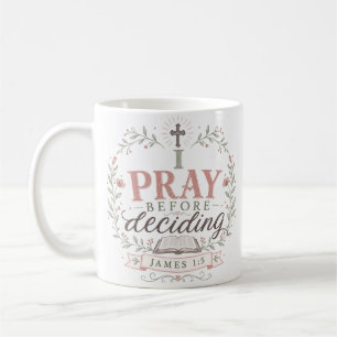 Mug Citation chrétienne spirituelle 'Je prie avant de