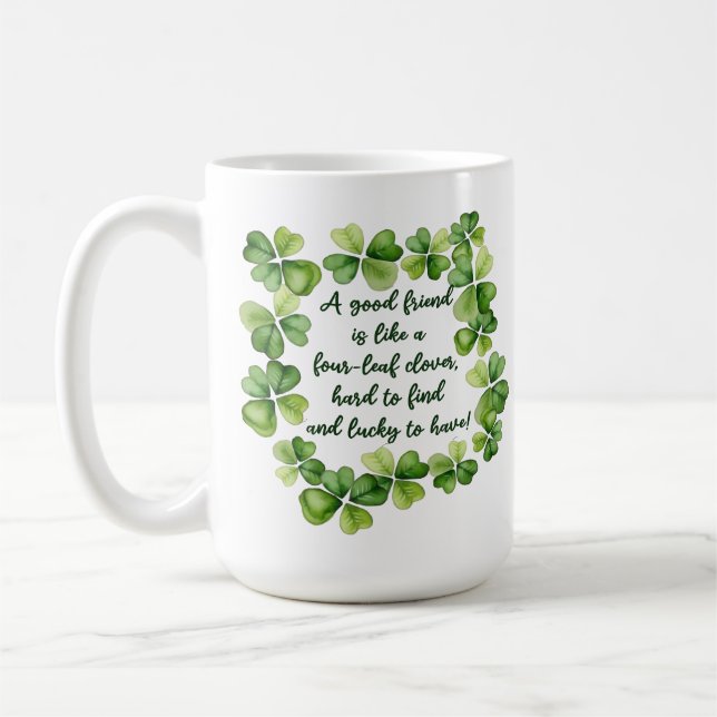 Mug Citation d'amitié au trèfle Bonne amie Trèfle à 4  (Gauche)