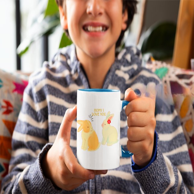 Mug Citation d'amour mignonne Bunny Couple - "Chéri, j (Créateur téléchargé)