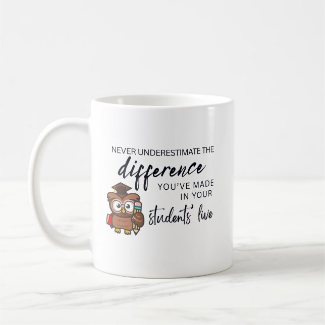 Mug Citation d'appréciation personnalisée de l'enseign (Gauche)