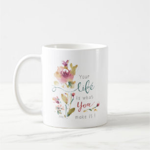 Mug Citation d'aquarelle de couleur rose rustique