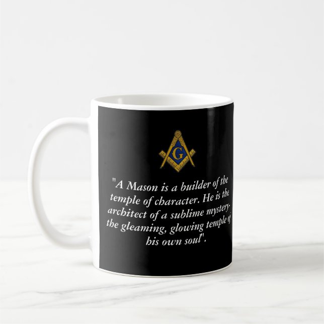 Mug Citation de boussole maçonnique noir et blanc (Gauche)