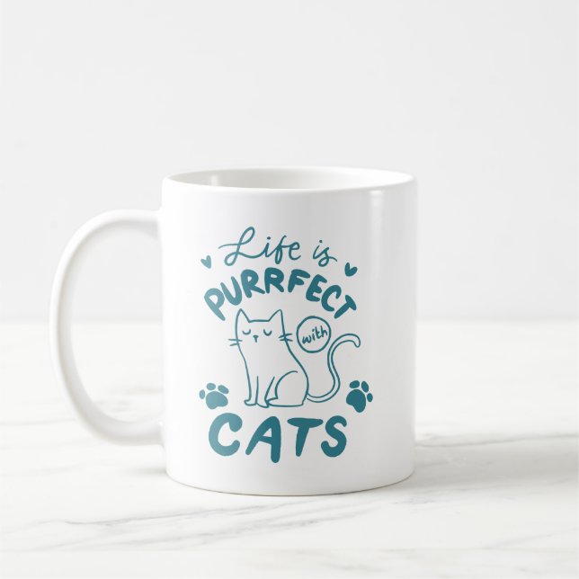 Mug Citation de chat simple Charmant Empreinte de patt (Gauche)