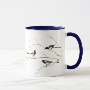Mug Citation de famille avec aquarelle Magpie Bird Fam