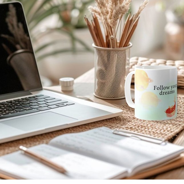 Mug Citation de Koi Fish Dream Imprimer - "Suivez votr (Créateur téléchargé)