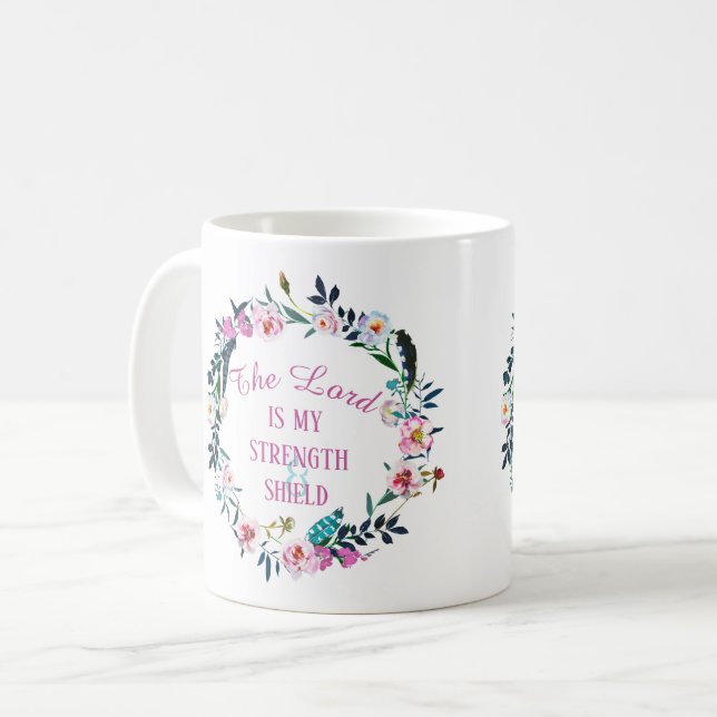 Mug Citation de la Bible couronne florale (Devant gauche)