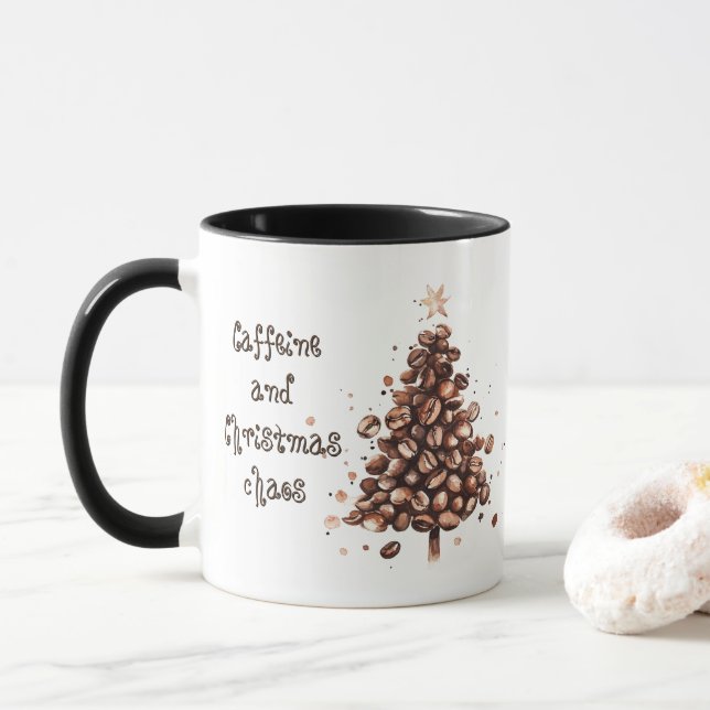Mug Citation De La Caféine Et Du Chaos De Noël (Avec donut)