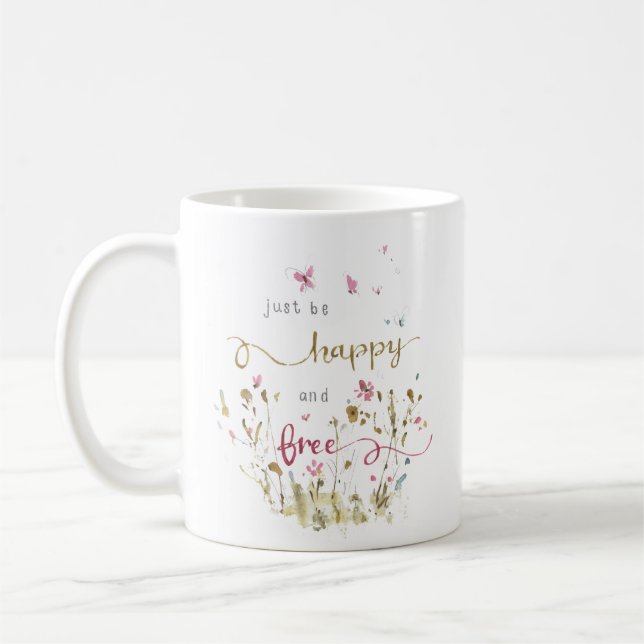 Mug Citation de l'aquarelle des papillons Fleurs sauva (Gauche)