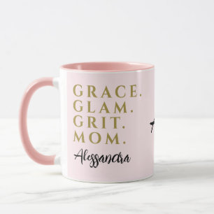 Mug Citation de maman Monogram Inspirant Rose pastel O