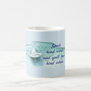 Mug Citation de mots semblables avec bateau en papier