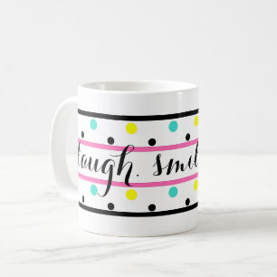 Mug Citation de rire Pois rose bleu jaune