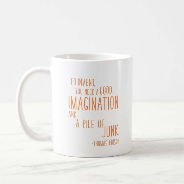 Mug Citation d'inventeur amusant Typographie minimalis (Gauche)