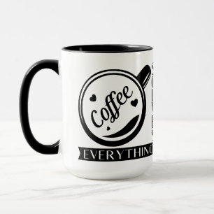 Mug Citation drôle sur le café en noir et blanc 