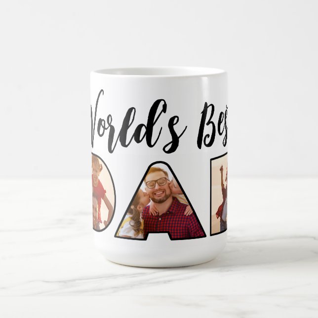 Mug Citation du meilleur papa du monde 3 Collage photo (Centre)