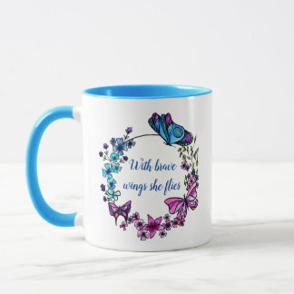Mug Citation et nom faits sur commande de papillon et
