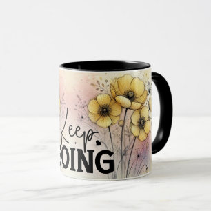 Mug Citation florale inspirante/positive avec envelopp