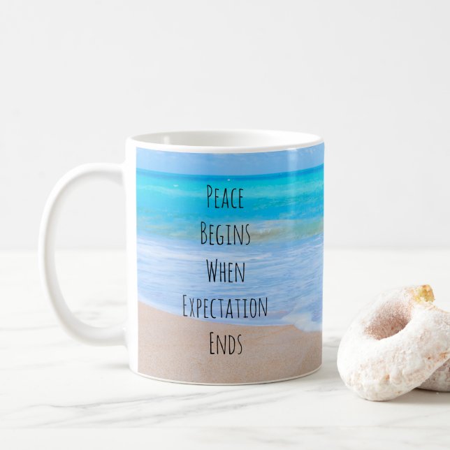 Mug Citation inspirante avec scène de plage tropicale (Avec donut)