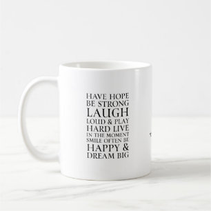 Mug Citation Inspirante Espoir Noir et Blanc