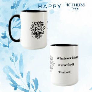Mug Citation Inspirational CutOut Black Message Café