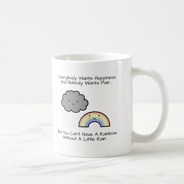 Mug Citation mignonne de bonheur de nuage de pluie (Droite)