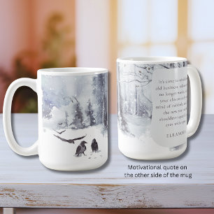 Mug Citation Motivante de Raven Nouveaux Débuts