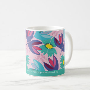 Mug citation personnalisée florale verte moderne crocu