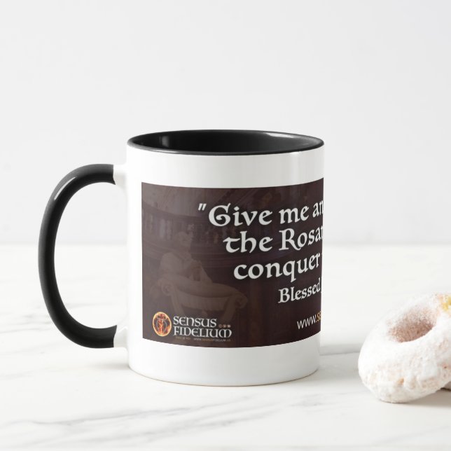 Mug Citation religieuse catholique du Saint-Rosaire (Avec donut)