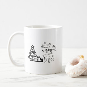 Mug Citation simple Noir Blanc Joyeux Arbres de Noël