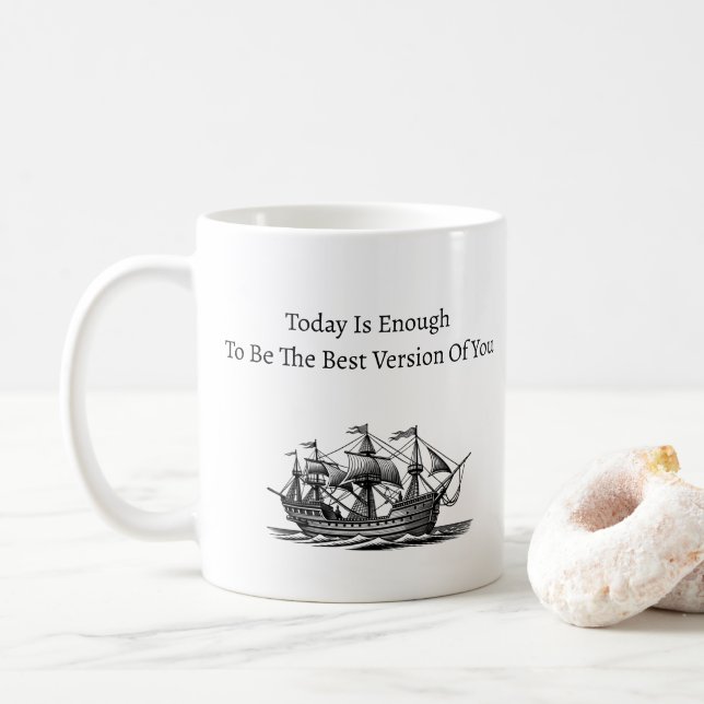 Mug Citations quotidiennes en noir blanc (Avec donut)