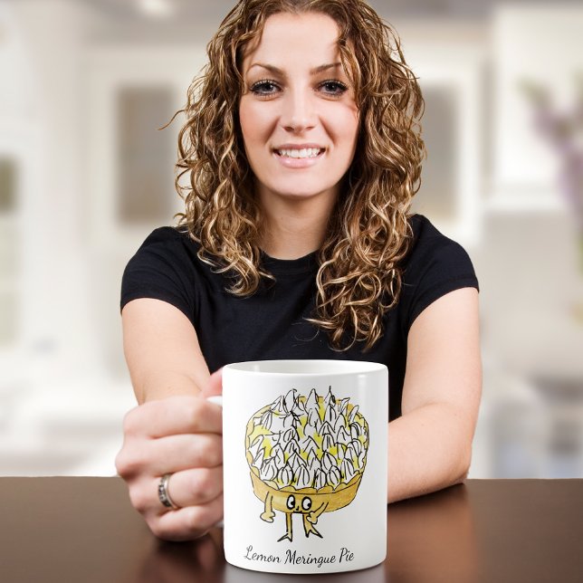 Mug Citron Meringue Pie Cute Carton (Cute lemon meringue pie cartoon art coffee mug for cake lovers)