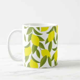 Mug Citronnier Art : Citrus jaune Motif sans couture